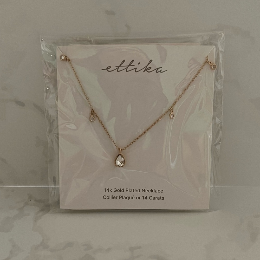 NEW! Ettika Dripping in Crystals Gold Necklace Brand New $65 Retail.